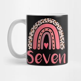 Kids 7 Year Old Leopard Rainbow Birthday Party Cute Girl 7Th Mug